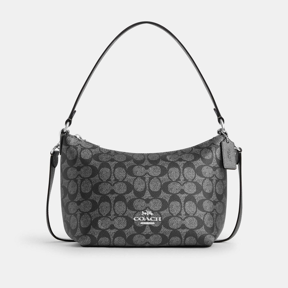 Coach Signature Black and Gray Shoulder Bag